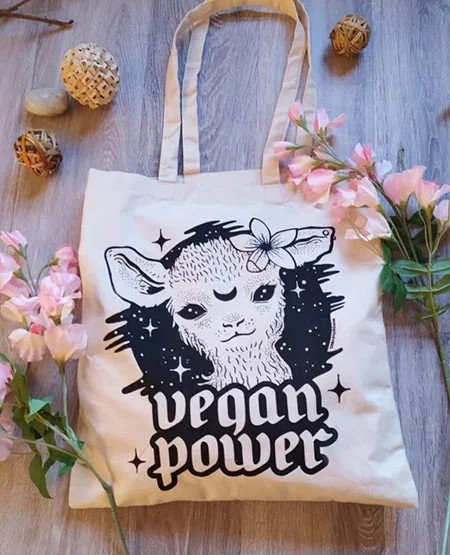 vegan power tote bag